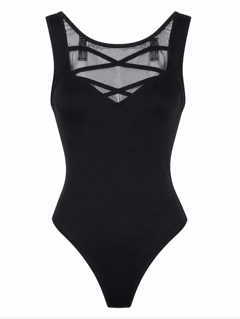 Kathy Ireland Black Mesh One Piece Swimsuit Cruise Resortwear Tropical